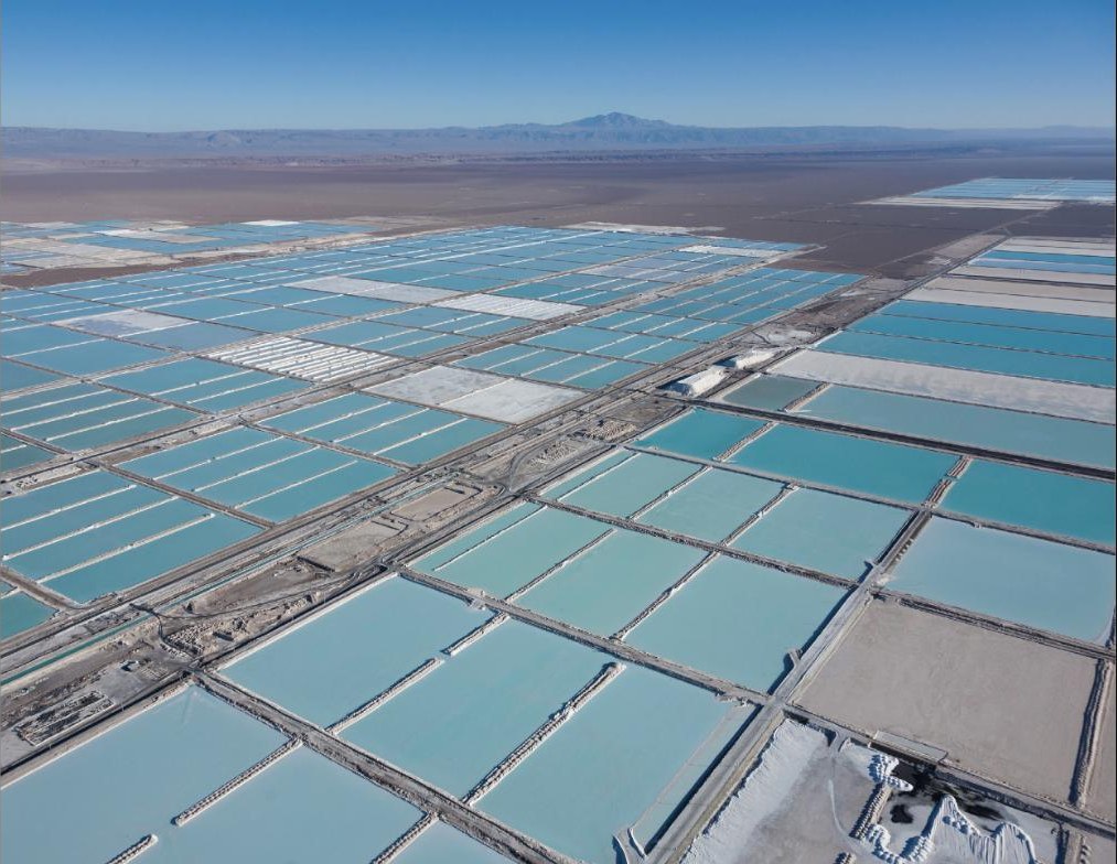 Aerial view of lithium evaporation ponds