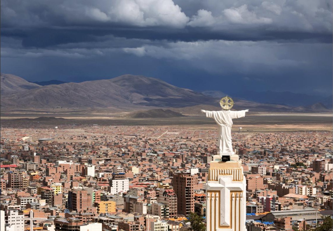 View over a Bolivian city in the Altiplano